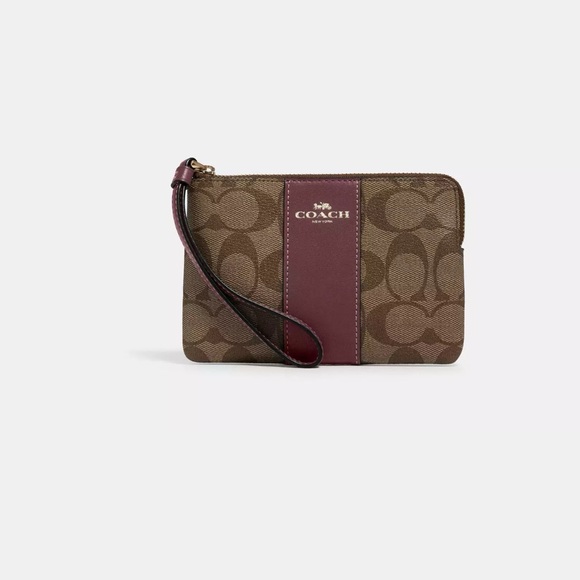 Coach Corner Zip Wristlet In Signature Canvas - Picture 12 of 16